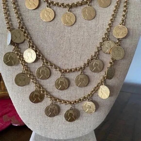 stella & dot ~ rioβcoin triple strand layered necklace ~ vintage retired - Picture 11 of 11